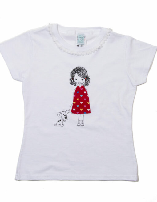 Mädchen T-Shirt Mannequin handmade - rotes Kleid