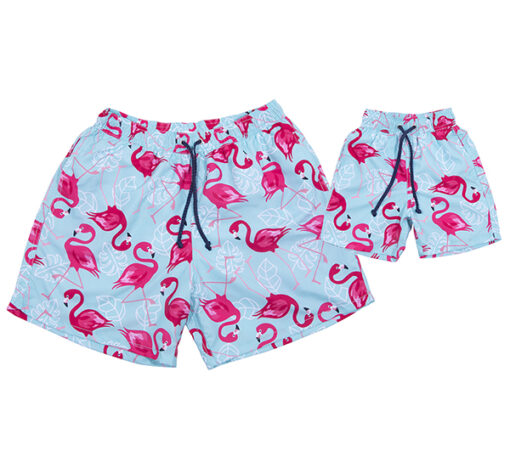 Flamingo Badehosen für Vater Sohn